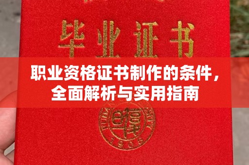 澧县职业资格证书制作的条件，全面解析与实用指南